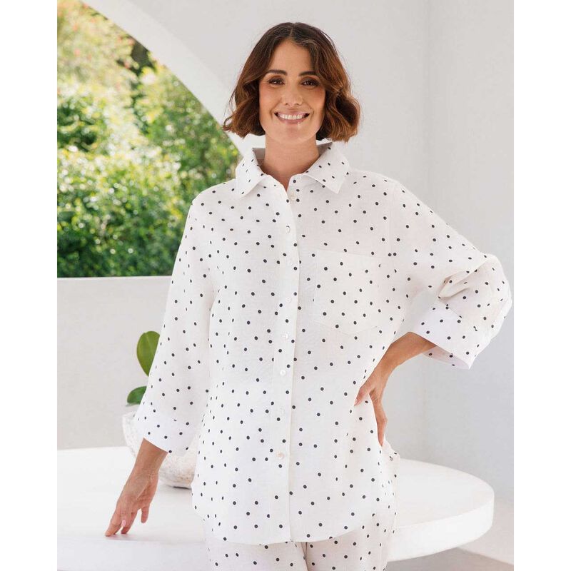 See Saw Linen/Tencel Spotty Boyfriend Shirt image number 2